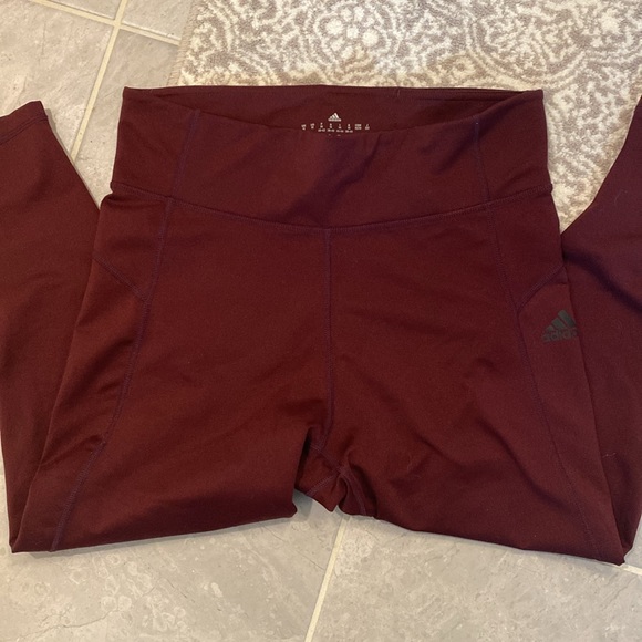 ADIDAS Maroon Crop Leggings, Medium - Picture 2 of 4